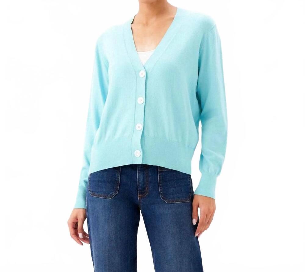 NEW KAREN KANE v-neckline cardigan sweater in aqua